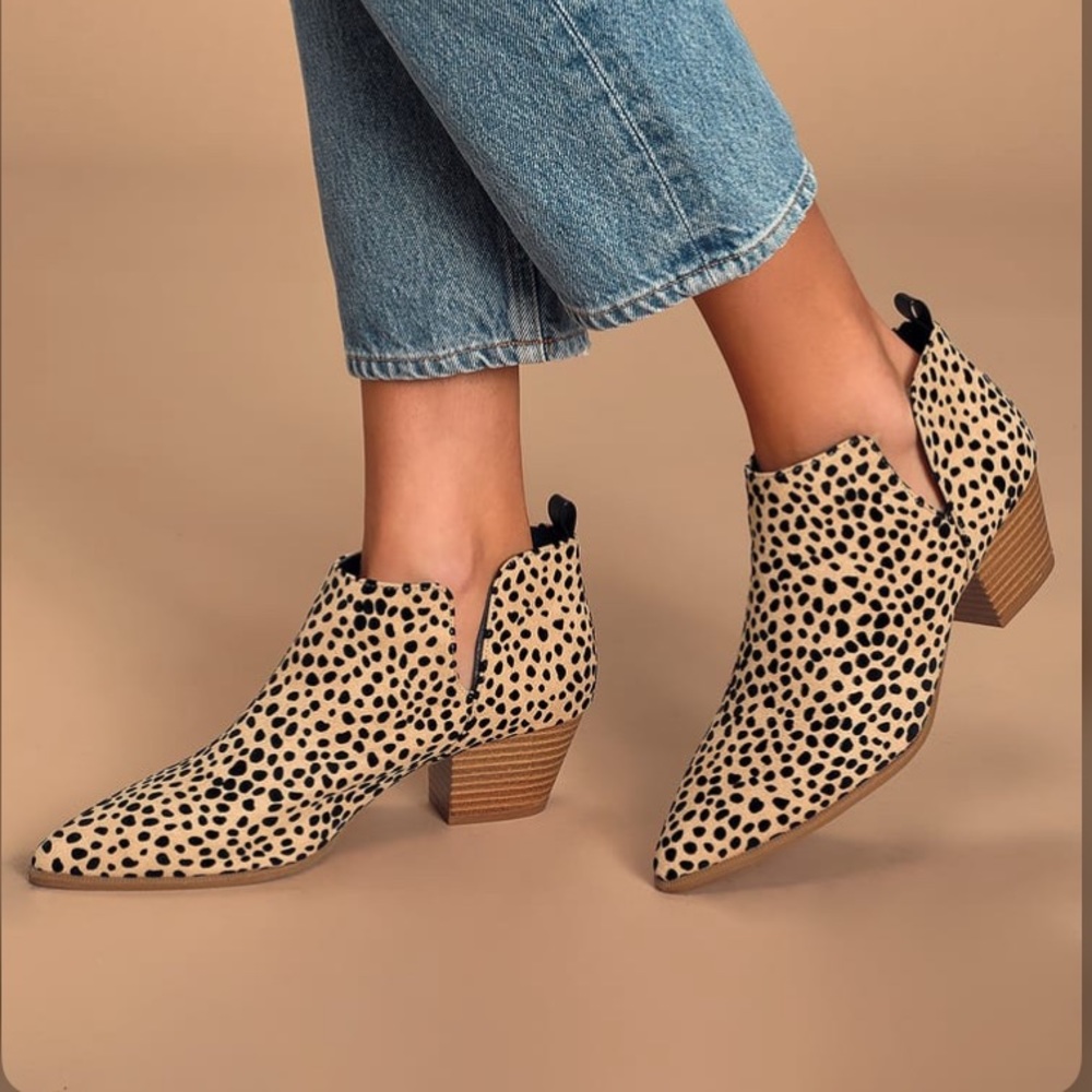 Lulu’s Marca Tan and Black Cheetah Print Ankle Boots